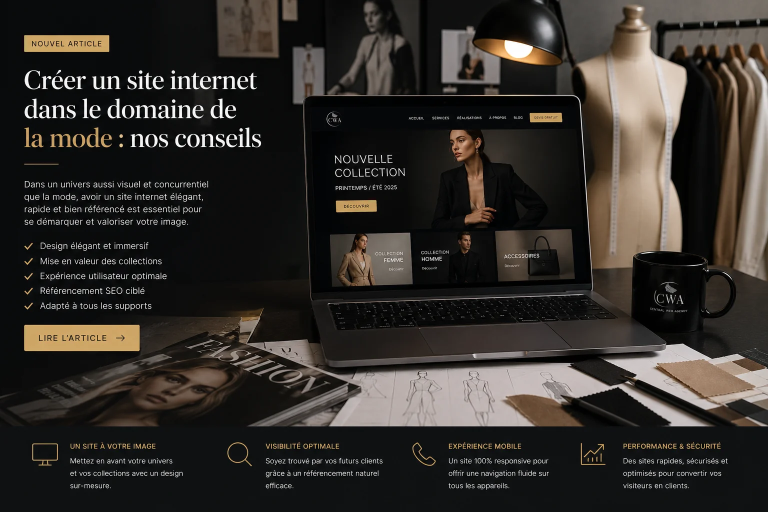 Site vitrine pour les métiers de la mode à Lyon — mannequin, styliste, esthéticienne